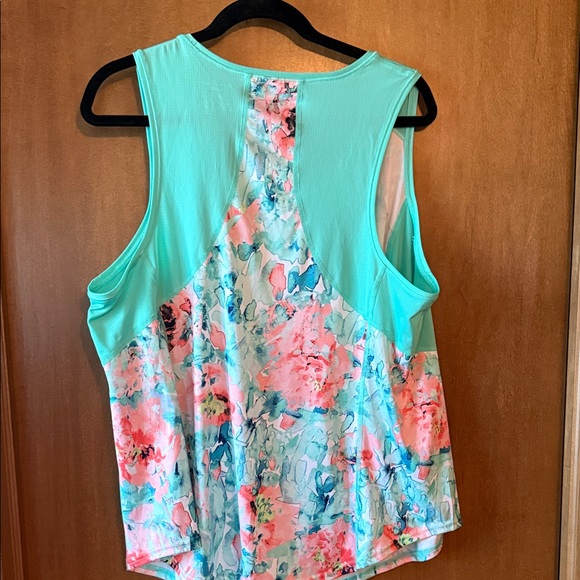 Floral Sleeveless Top - Aqua and Pink - Picture 3 of 3